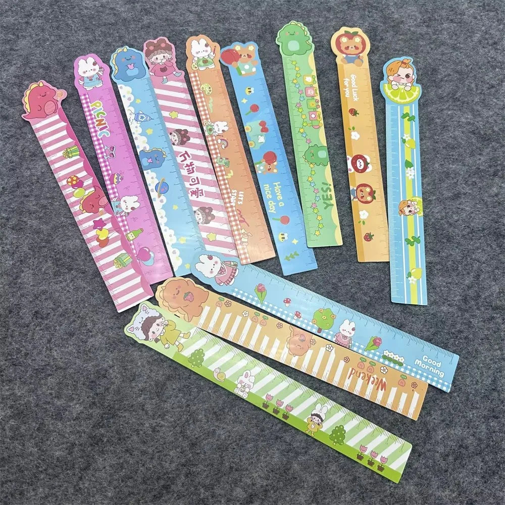 20pcs Cartoon Ruler Children Straight Rulers Supplies Stationery School Cute Stationery School  Student Drawing Tools